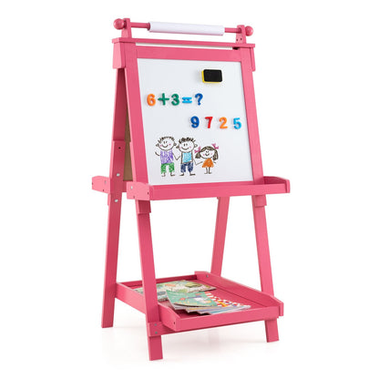 3-in-1 Double-sided Art Easel Foldable Easel for Kids-Pink