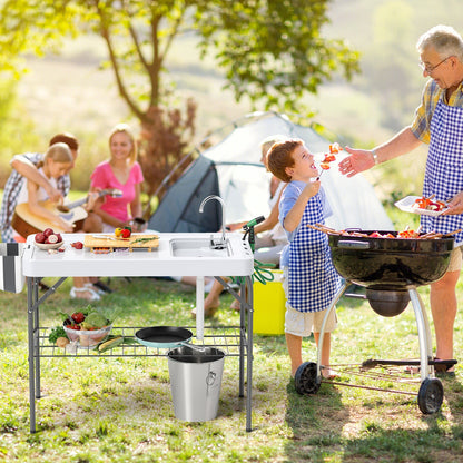 Foldable Fish Cleaning Table 2 in 1 Outdoor Workstation with Sink