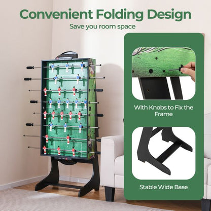 Foldable Foosball Table Game Set with 26 Players and Anti-slip Grips-Green