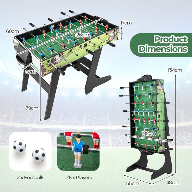 Foldable Foosball Table Game Set with 26 Players and Anti-slip Grips-Green