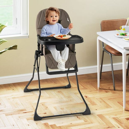 Foldable Baby High Chair with Removable Adjustable Tray-Coffee