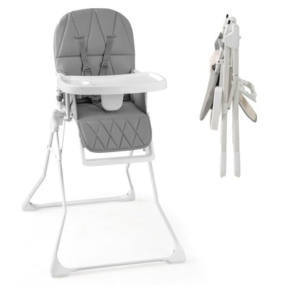 Foldable Baby High Chair with Removable Adjustable Tray-Grey