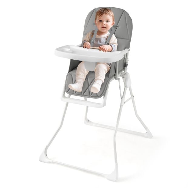 Foldable Baby High Chair with Removable Adjustable Tray-Grey
