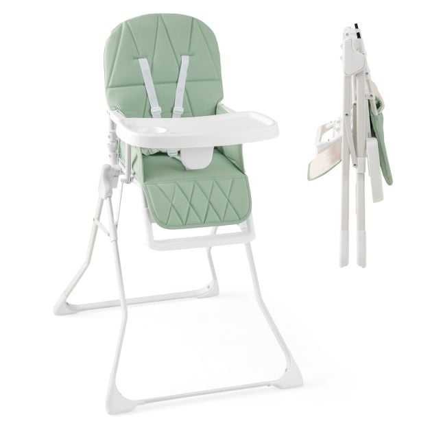 Foldable Baby High Chair with Removable Adjustable Tray-Green