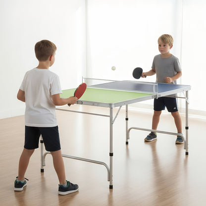 Foldable Mini Table Tennis Set with 2 Paddles and 3-Level Adjustable Height-Green