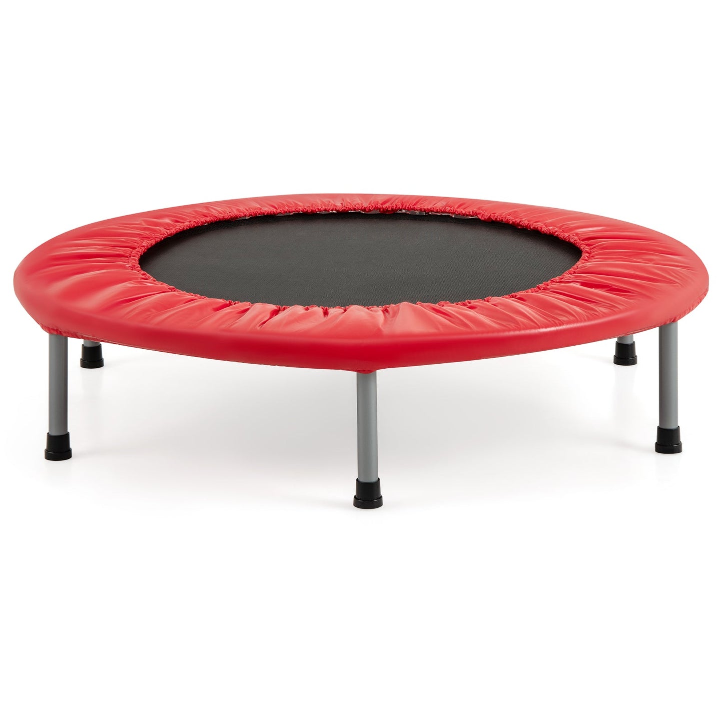 Foldable Mini Trampoline with Springs and Padded Cover-Red