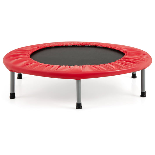 Foldable Mini Trampoline with Springs and Padded Cover-Red