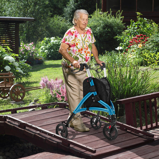 Walker for Seniors Foldable Rollator Walker with Lightweight Aluminum Frame-Blue