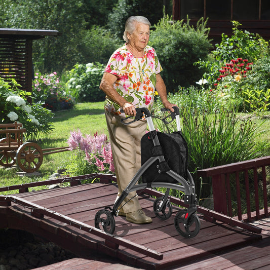 Walker for Seniors Foldable Rollator Walker with Lightweight Aluminum Frame-Grey