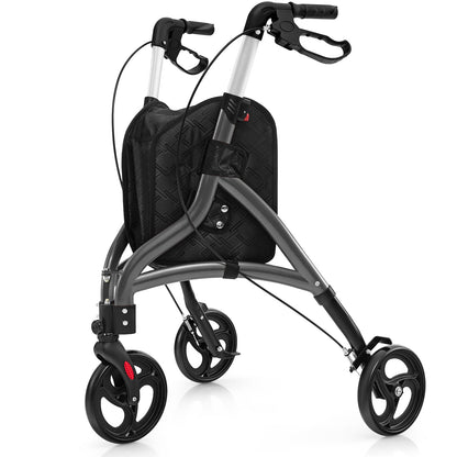 Walker for Seniors Foldable Rollator Walker with Lightweight Aluminum Frame-Grey