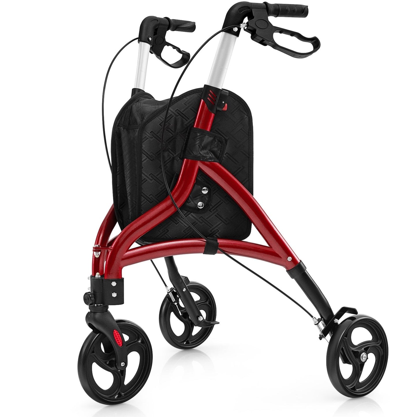 Walker for Seniors Foldable Rollator Walker with Lightweight Aluminum Frame-Red