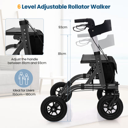 Foldable Rolling Walker with Seat-Black