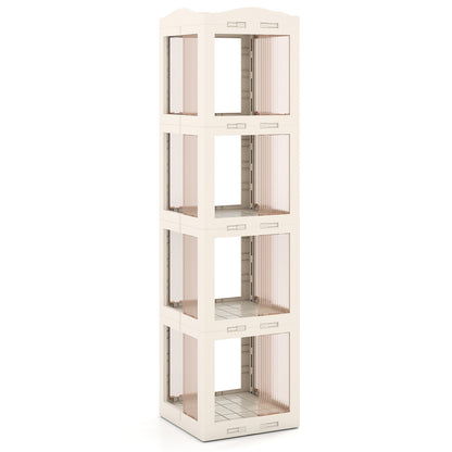 Foldable Rotating Bookshelf 4-Tier Revolving Bookshelf Tower-White