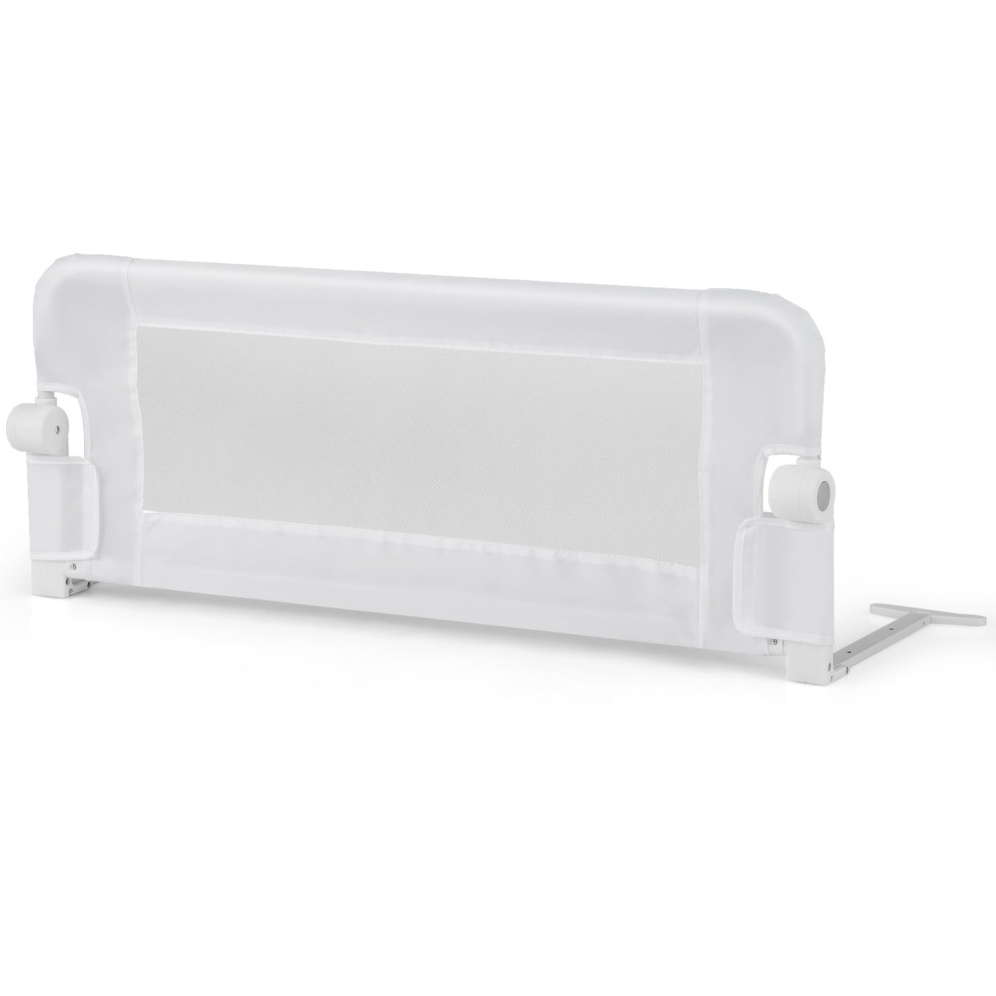 Foldable Toddler Bed Rail with Removable Oxford Cover-White
