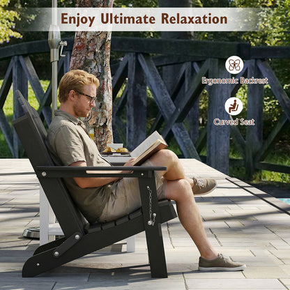 Folding Adirondack Chair Weather Resistant HDPE with High Backrest-Grey