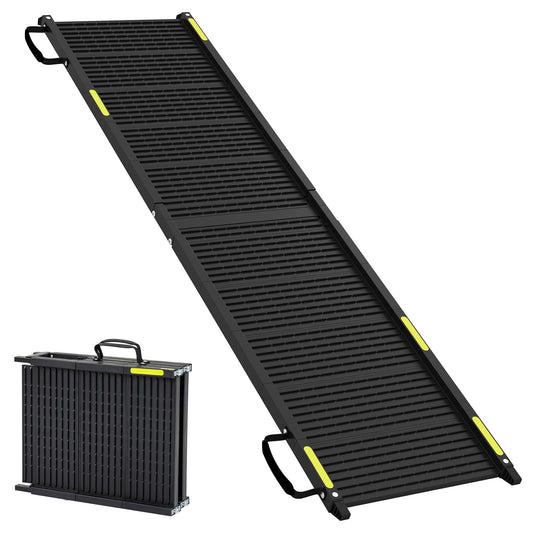 Folding Dog Ramp for Car 64.5"L x 16"W Portable Pet Ramp with Plastic Non-Slip Surface-Black