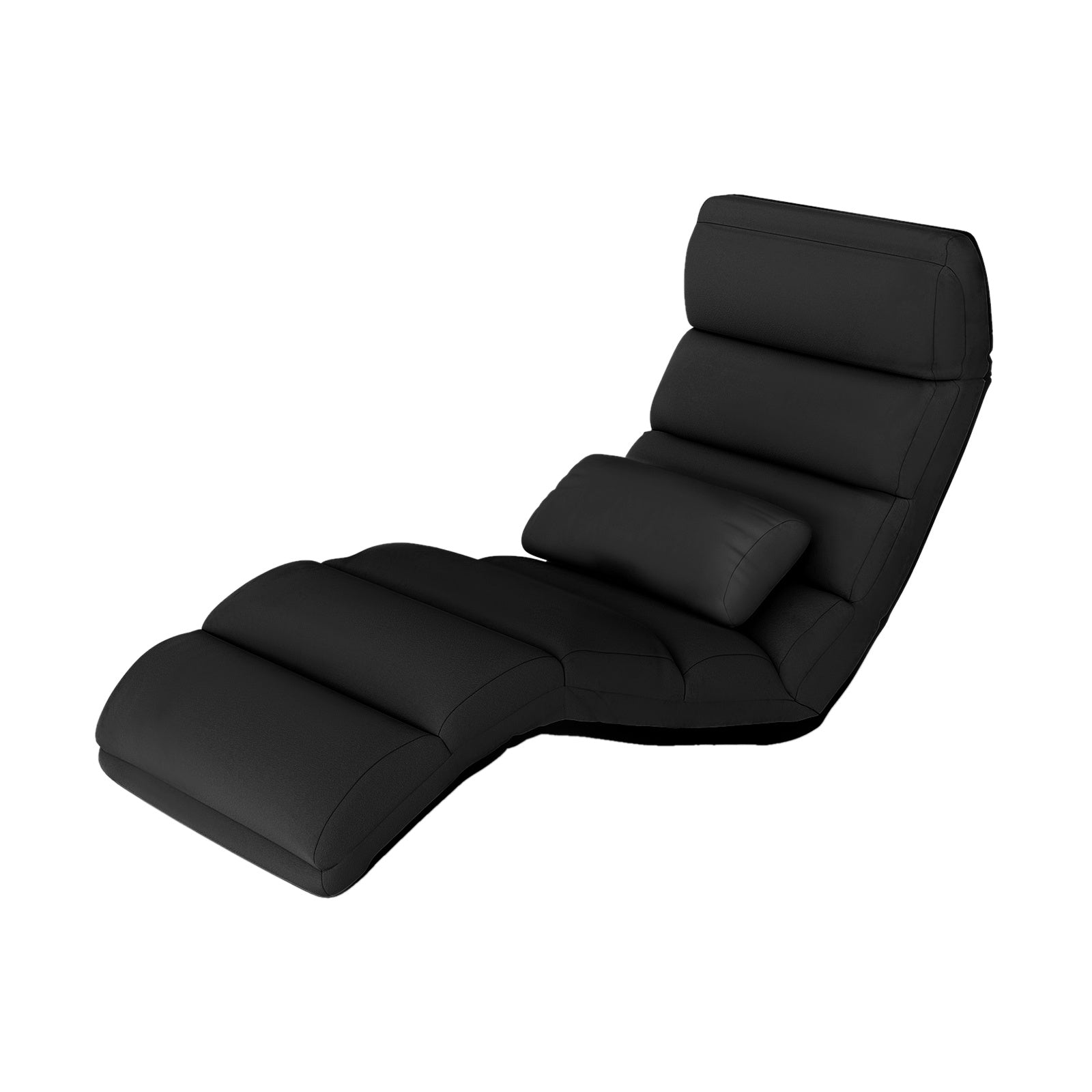 Folding Floor Lazy Sofa Chaise Lounge Sofa with Pillow-Black