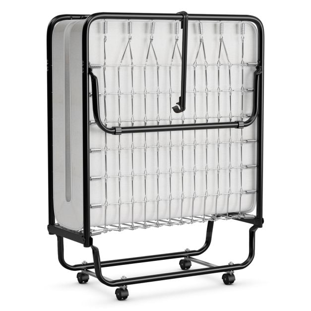 Folding Bed with Memory Foam Mattress with Wheels Made in Italy