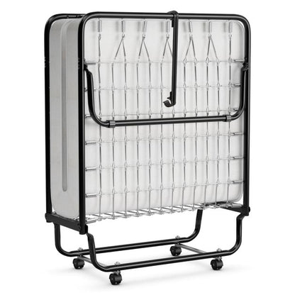 Folding Bed with Memory Foam Mattress with Wheels Made in Italy