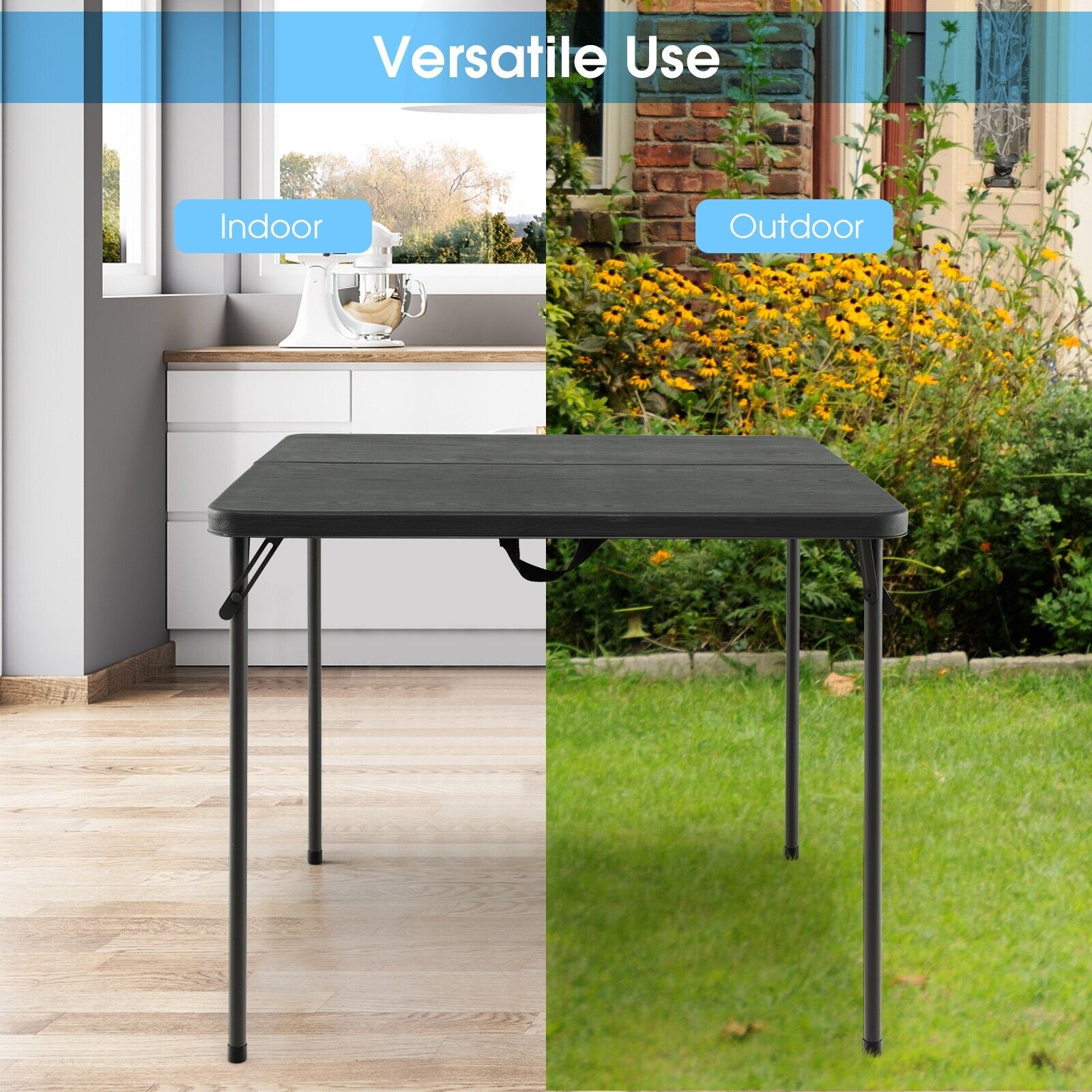 Folding Camping Table with Handle for Indoor Outdoor Use-Grey