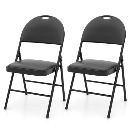 Folding Chairs Padded Party Chairs with Metal Frame and Carry Handle-2 Pack
