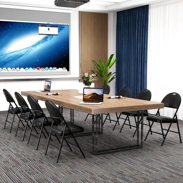 2/4 Pack Folding Chairs Padded Party Chairs with Metal Frame-Black-4 pieces