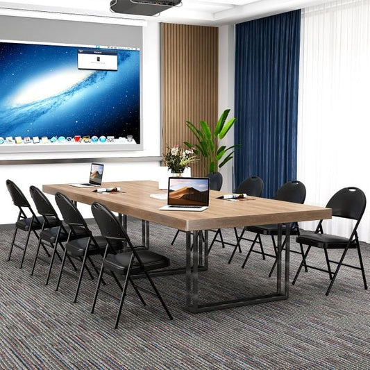 2/4 Pack Folding Chairs Padded Party Chairs with Metal Frame-Black-4 pieces