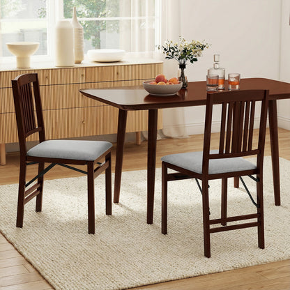Folding Dining Chairs Set of 2 Upholstered Kitchen Chairs with Padded Seat-Grey