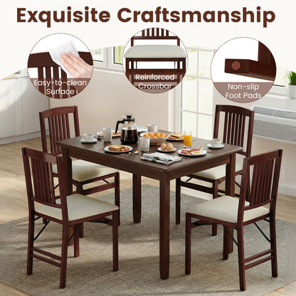 Folding Dining Chairs Set of 2 Upholstered Kitchen Chairs with Padded Seat-White