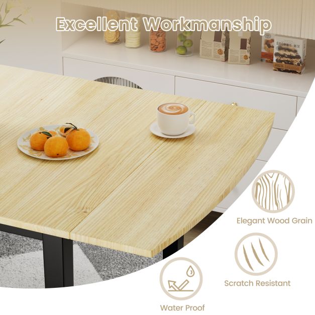 Folding Dining Table Drop Leaf Tables with Solid Wood Legs