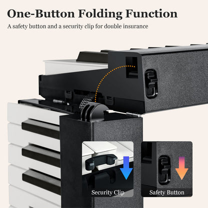 88-Key Folding Electric Piano Keyboard with Full-Size Lighted Key-Black