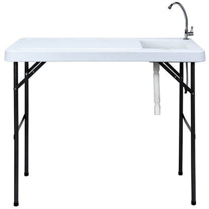 Folding Fish Cleaning Table with Sink and Quick-Connect Faucet