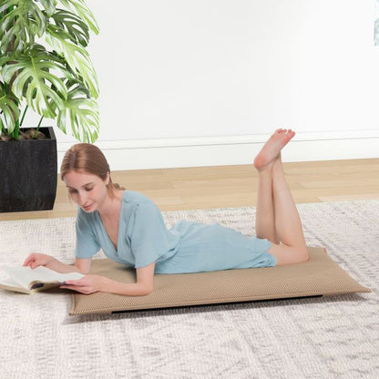 Folding Floor Chair with Reclining Function and 6 Adjustable Positions-Khaki