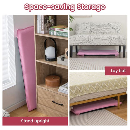 Folding Floor Chair with Reclining Function and 6 Adjustable Positions-Pink