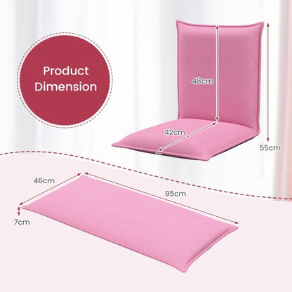 Folding Floor Chair with Reclining Function and 6 Adjustable Positions-Pink