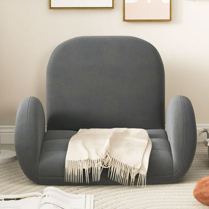 Folding Floor Game Chair with Adjustable Backrest for Adults-Grey