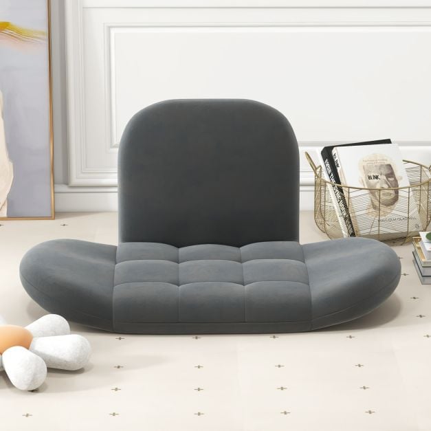 Folding Floor Game Chair with Adjustable Backrest for Adults-Grey