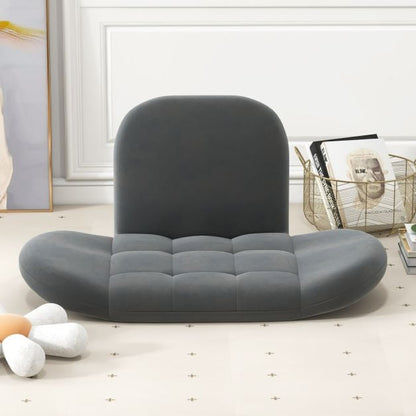 Folding Floor Game Chair with Adjustable Backrest for Adults-Grey