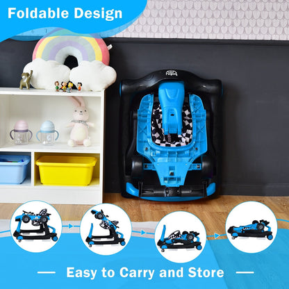 4-in-1 Baby Push Walker with Adjustable Height and Speed-Blue