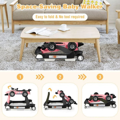 4-in-1 Baby Push Walker with Adjustable Height and Speed-Light Pink