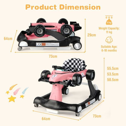 4-in-1 Baby Push Walker with Adjustable Height and Speed-Light Pink