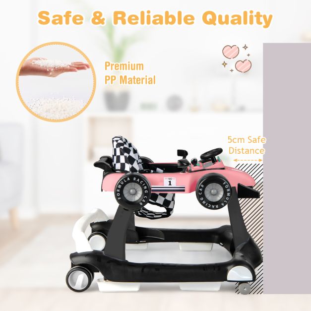 4-in-1 Baby Push Walker with Adjustable Height and Speed-Light Pink