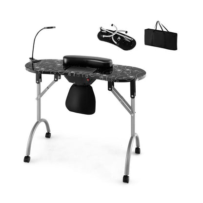 Folding Manicure Nail Table with Electric Dust Collector-Black