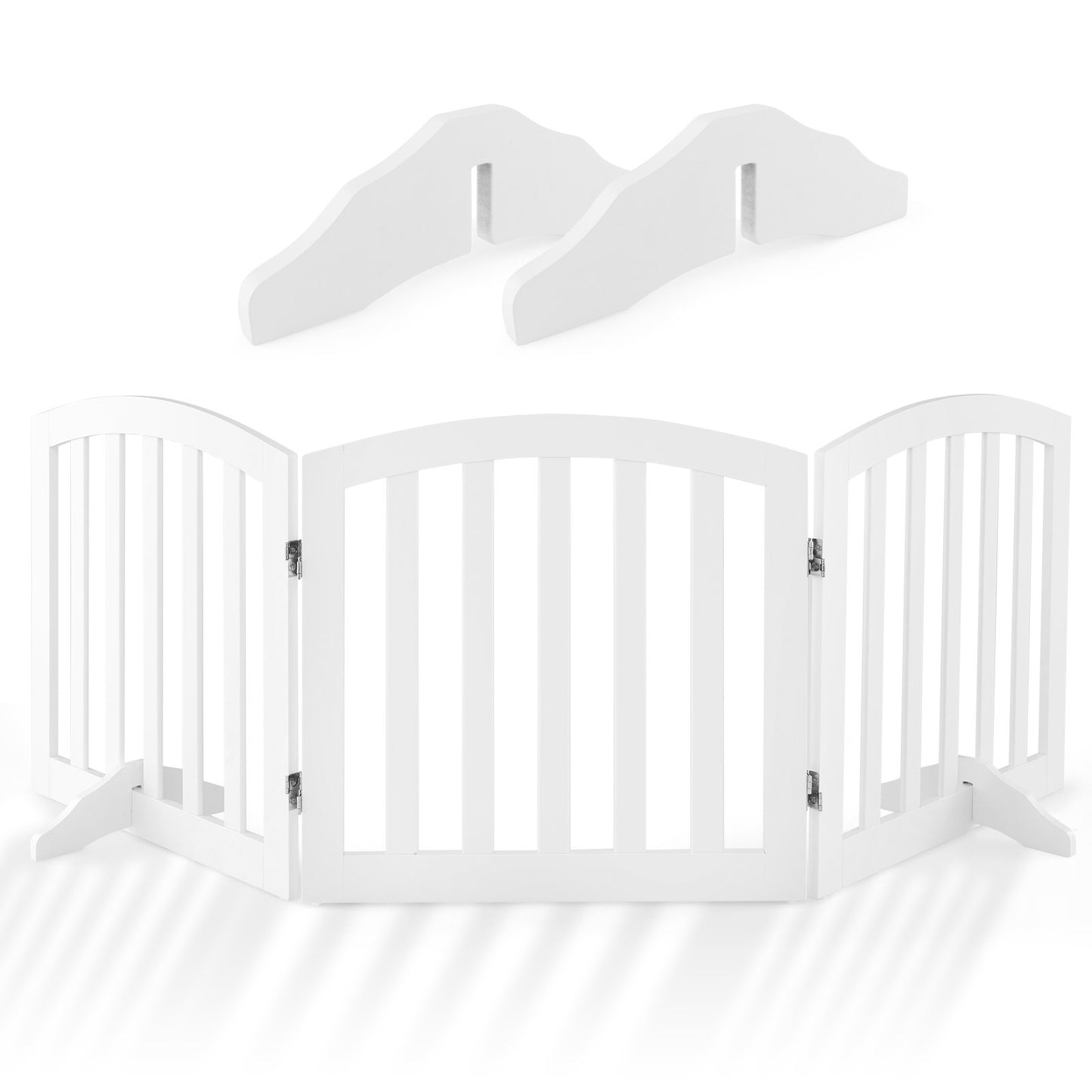61 cm Height Safety Fence with 2 PCS Support Feet for Dog Cat Baby-White