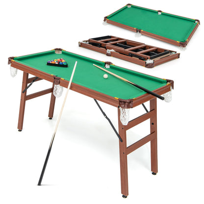 Folding Billiards Table Set with Foldable Legs and Adjustable Foot Levelers