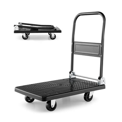 Folding Push Cart Dolly Moving Platform Hand Truck-Black