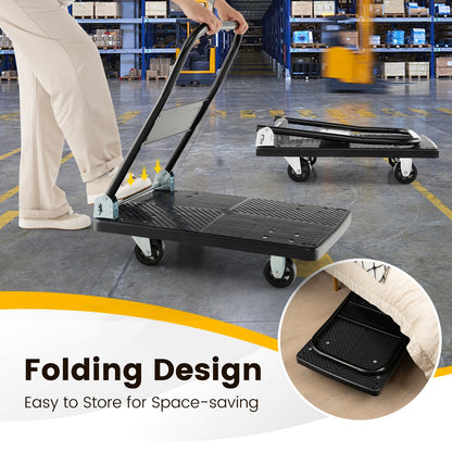 Folding Push Cart Dolly Moving Platform Hand Truck-Black