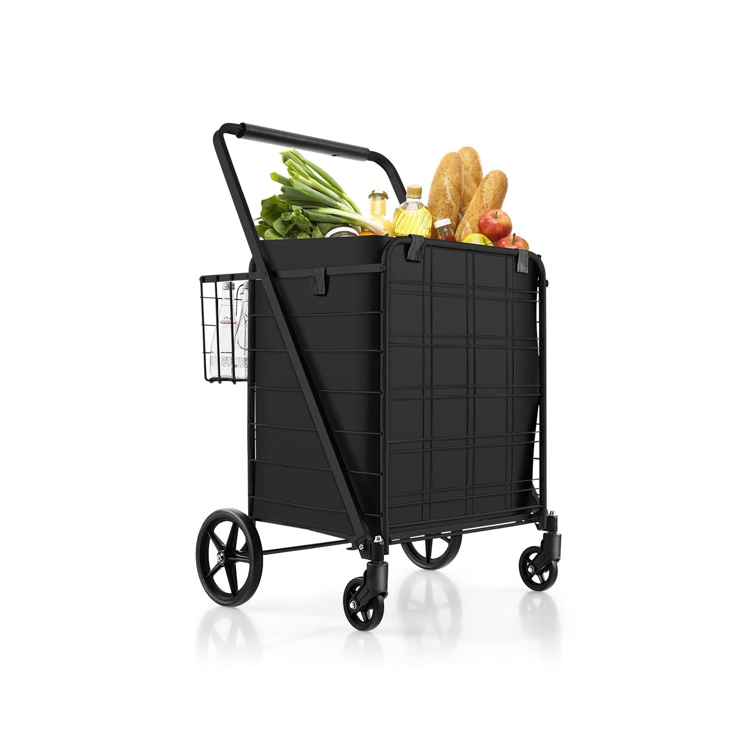 Folding Shopping Cart with Waterproof Liner-Black