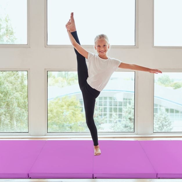 8 x 4 Feet Folding Gymnastics Tumbling Mat-Purple