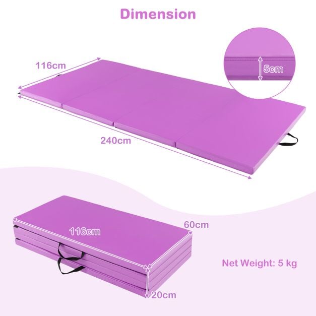 8 x 4 Feet Folding Gymnastics Tumbling Mat-Purple